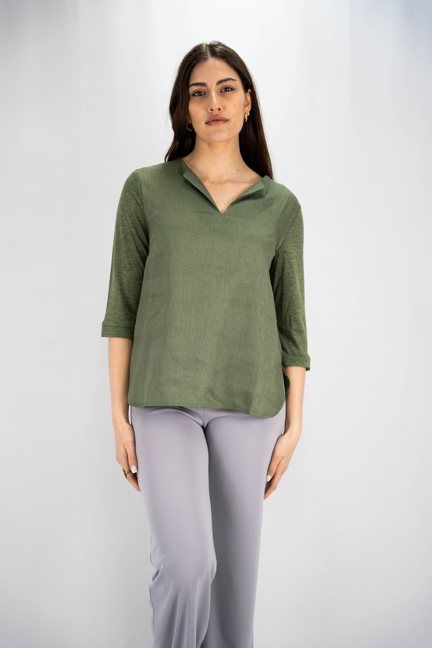 blusa serafino in lino