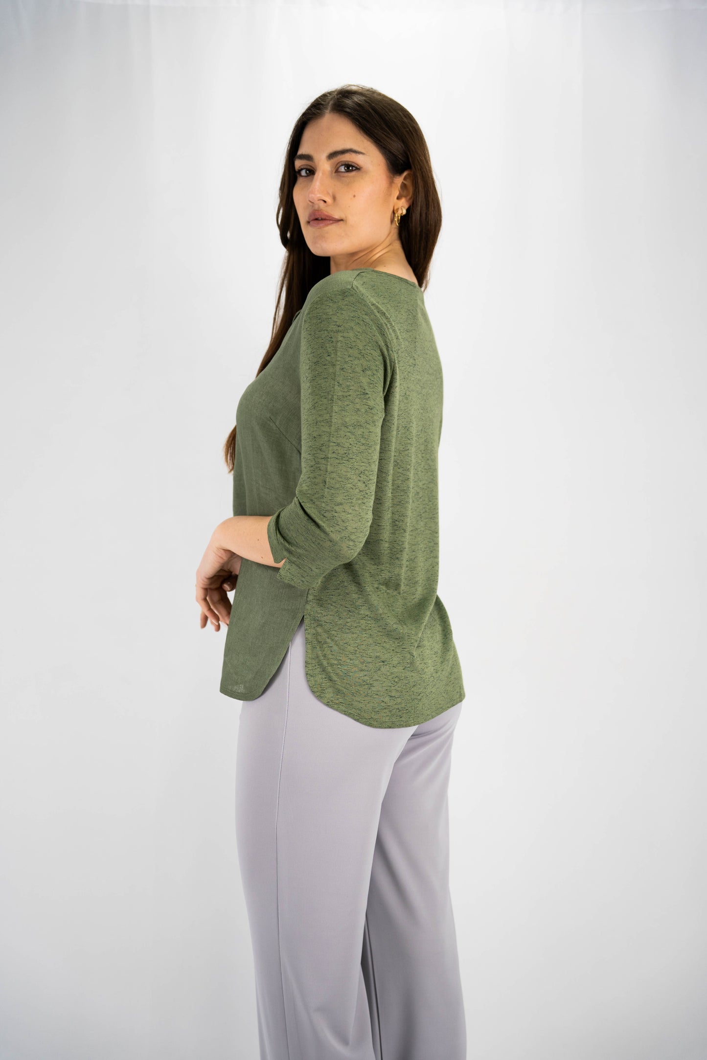 blusa serafino in lino