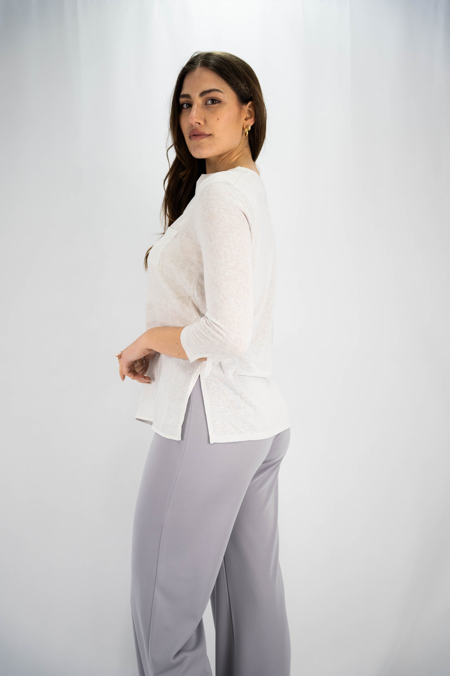 blusa serafino in lino