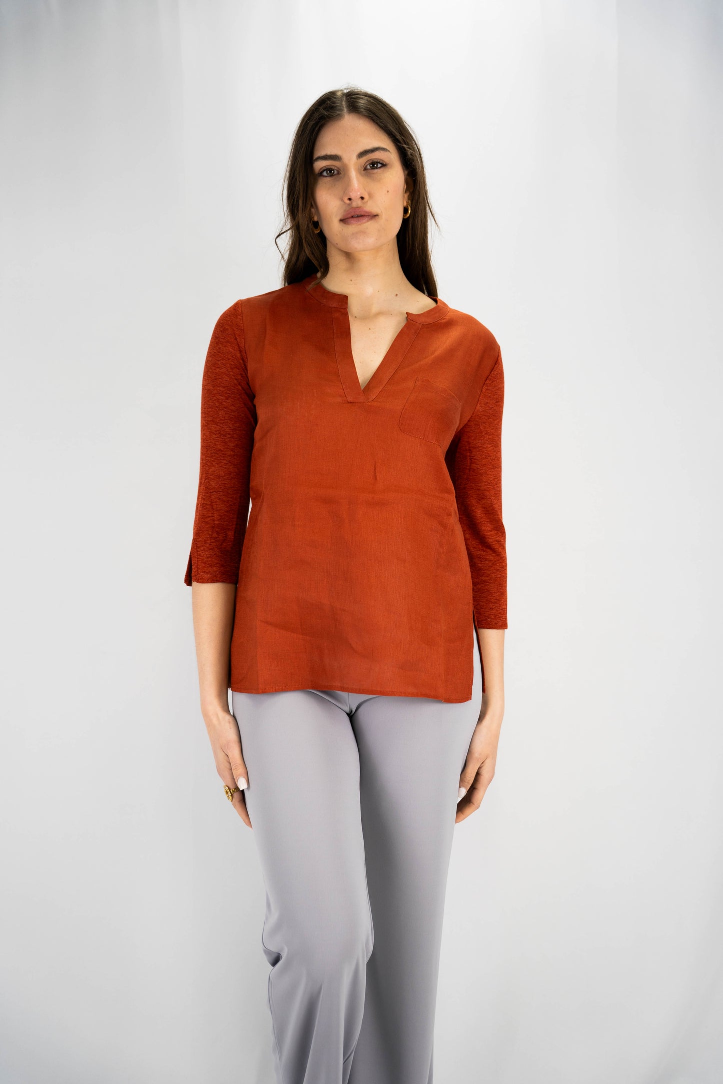 blusa serafino in lino