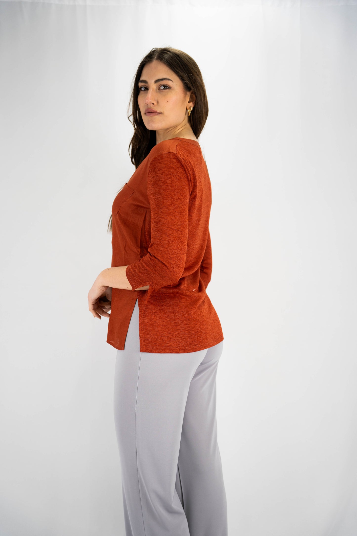blusa serafino in lino