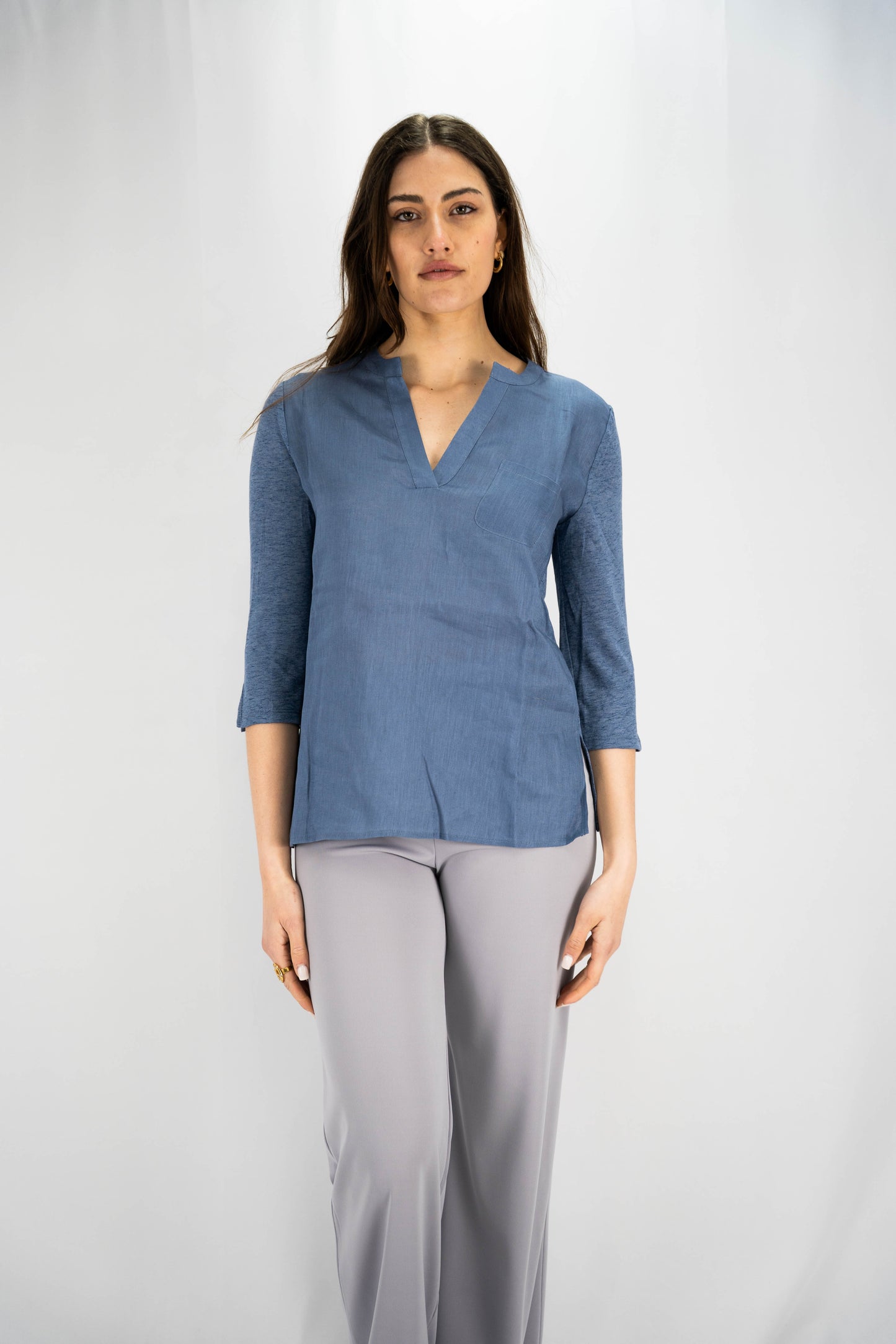 blusa serafino in lino