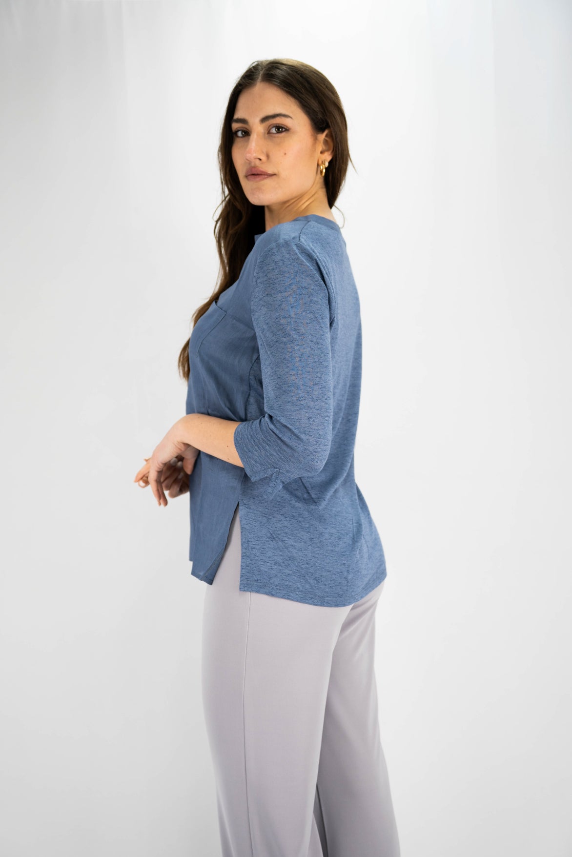 blusa serafino in lino