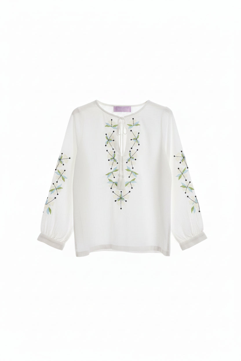 blusa cotone ricamata