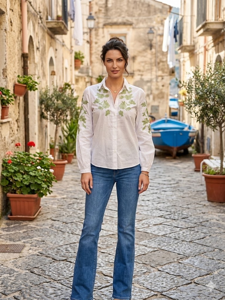 camicia cotone ricamo