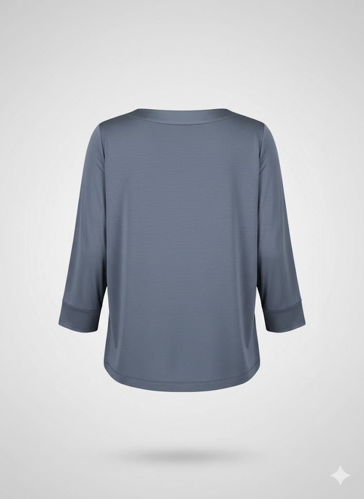 blusa scollo barca seta