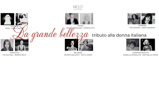 La Grande Bellezza: 12 Muse, 6 Virtù e un’Unica Elegante Anima Italiana Iniziamo un viaggio nel cuore dell’Autunno/Inverno Niclò: un omaggio alle donne che hanno reso e rendono eterna la grazia, la forza e il talento del nostro Paese.