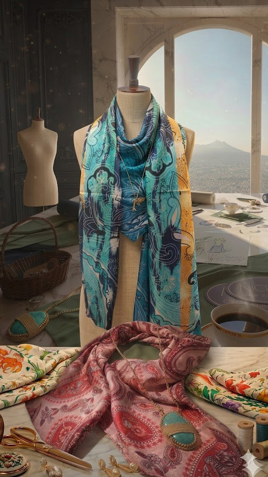 sciarpa in seta fantasia seaside