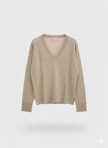 Scollo V lino viscosa