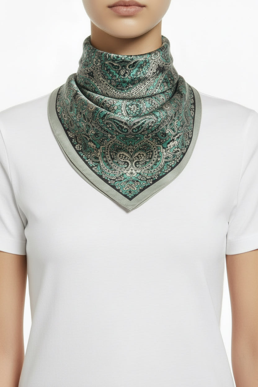 foulard seta stampa fiore Kashmir