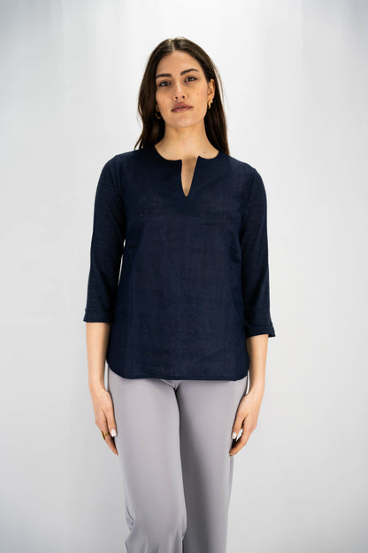 blusa serafino in lino