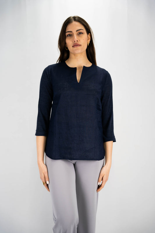 blusa serafino in lino