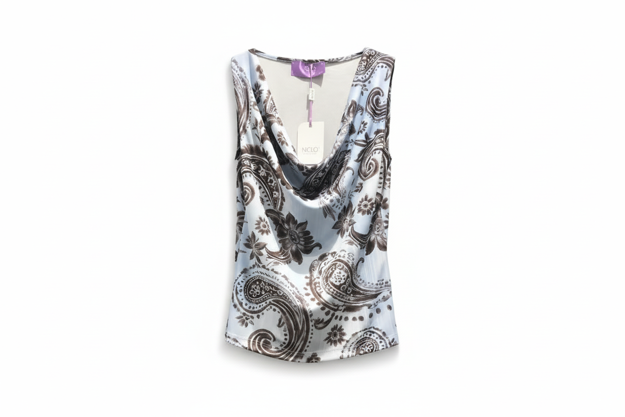 top scollo anello jersey fantasia