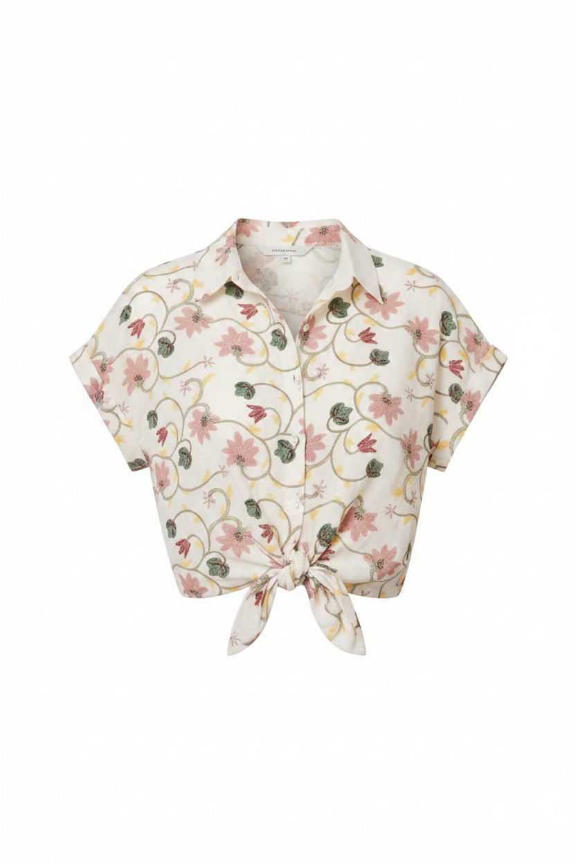 camicia cotone ricamo (7148)