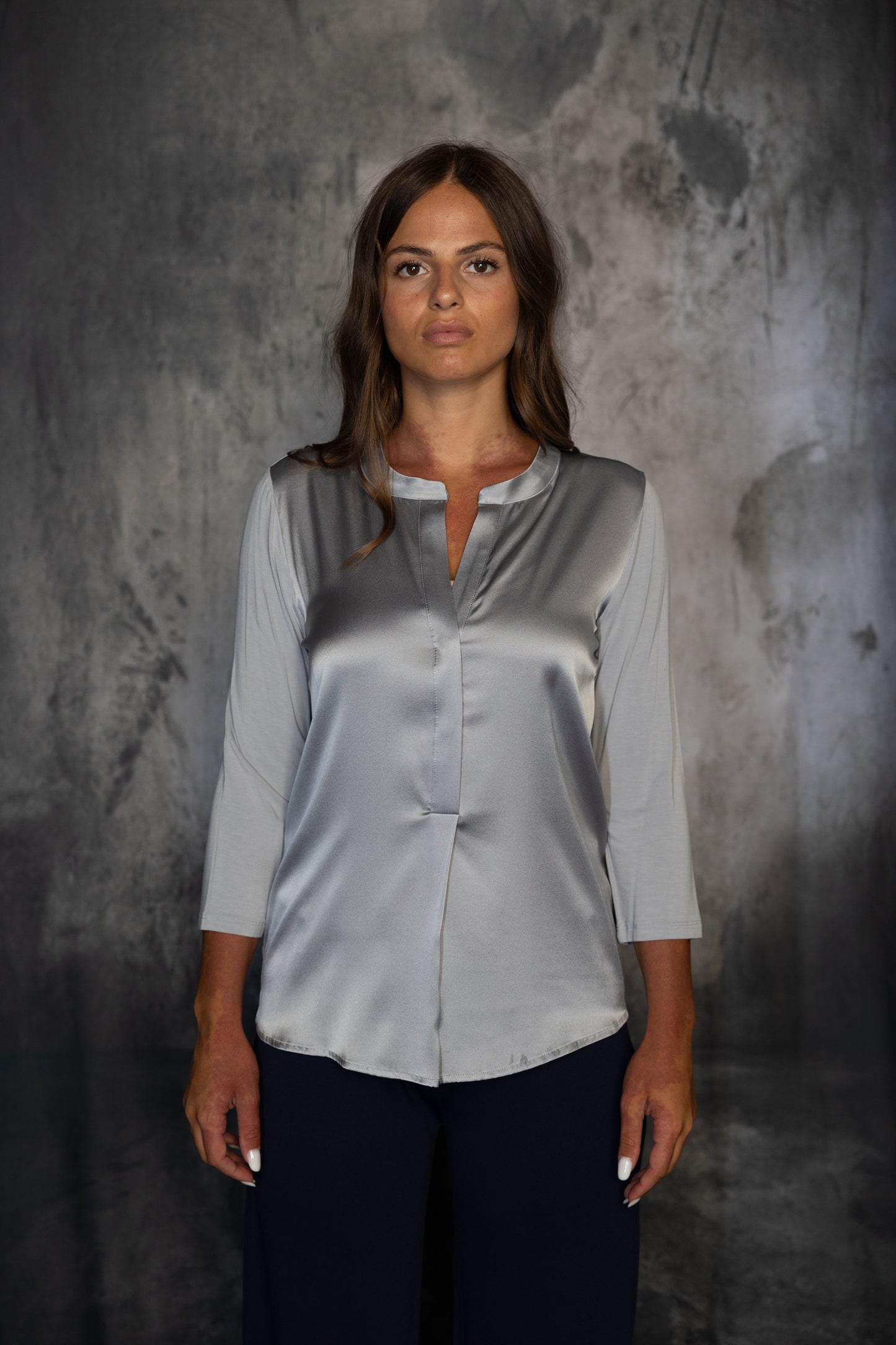 Blusa in Seta Maya Silver