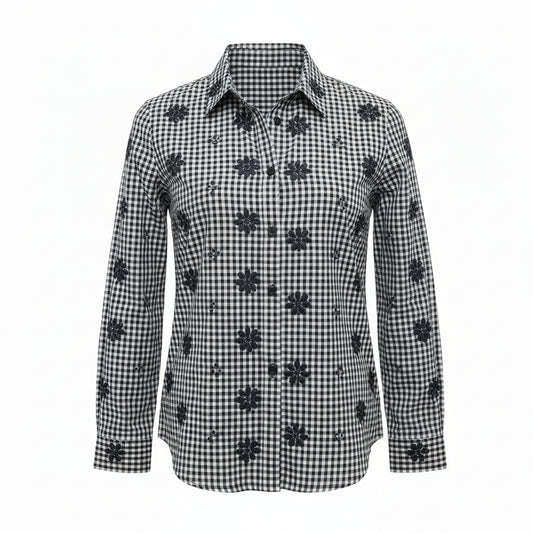 cotone vichy ricamo (6617-F557)