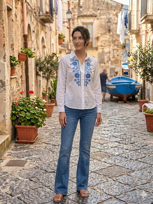 camicia cotone con ricamo