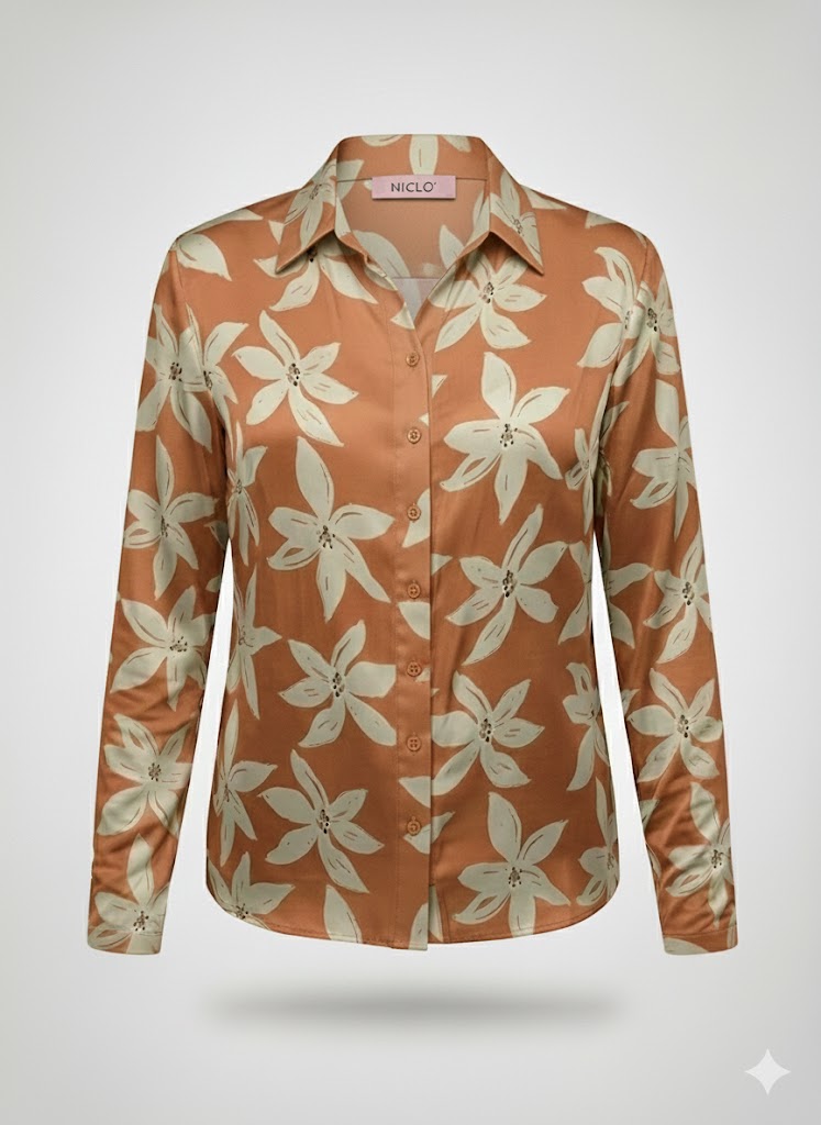 camicia raso fiorata