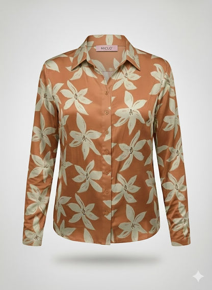 camicia raso fiorata