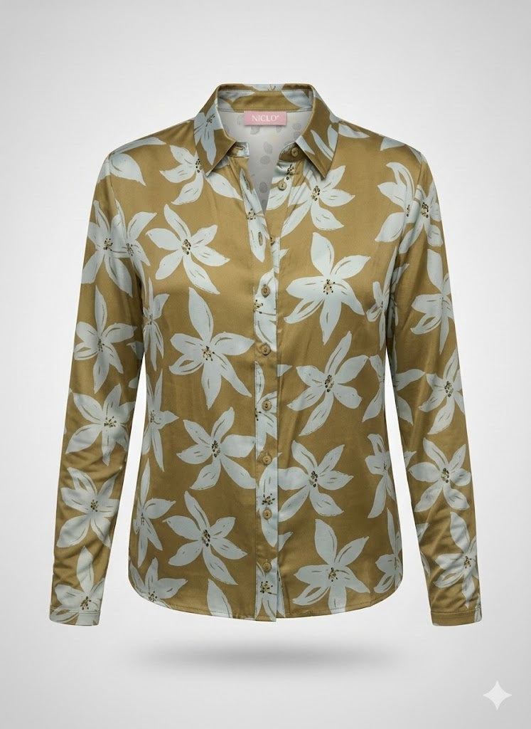 camicia raso fiorata