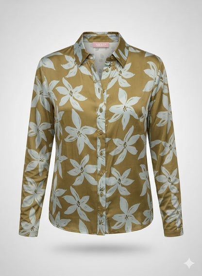 camicia raso fiorata