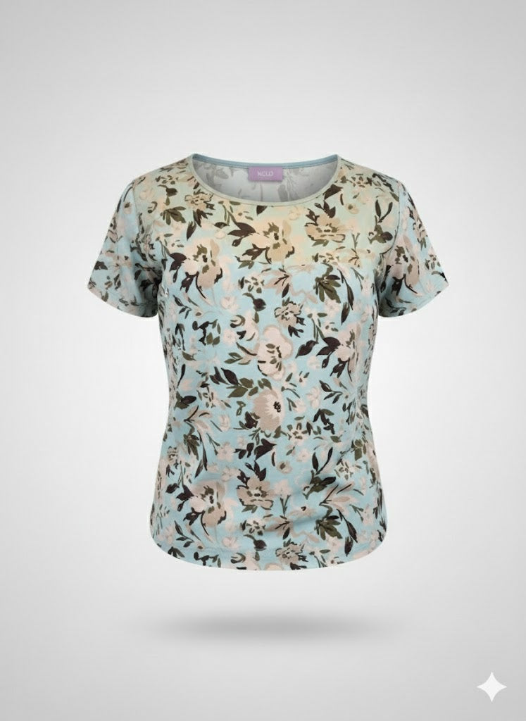 t-shirt raso fantasia fiorata