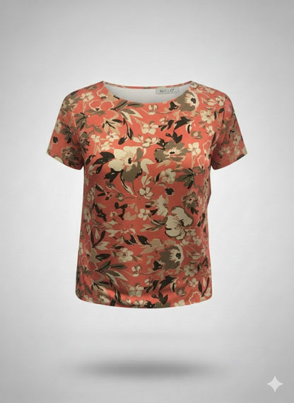 t-shirt raso fantasia fiorata