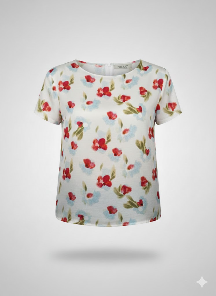 t-shirt raso viscosa fantasia