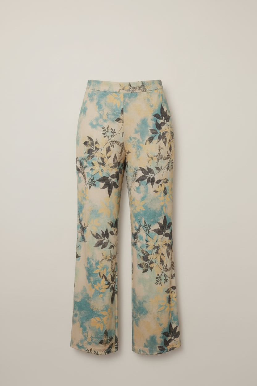 pantalone in jersey stampa fiorata
