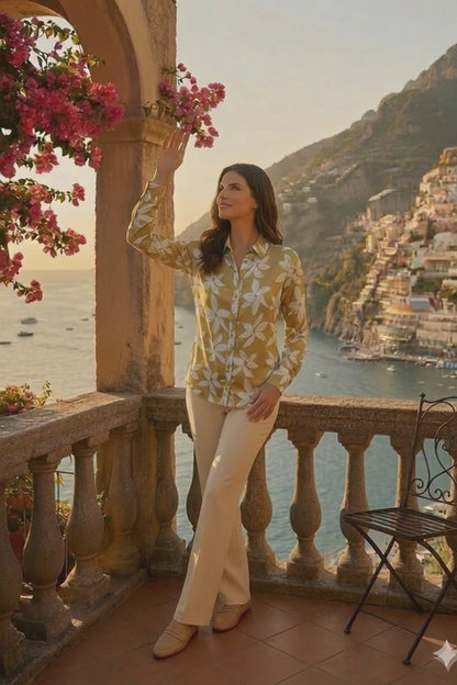 camicia raso fiorata