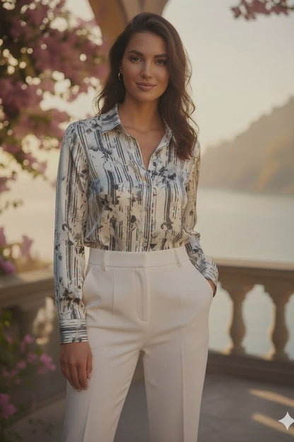 camicia viscosa rigata