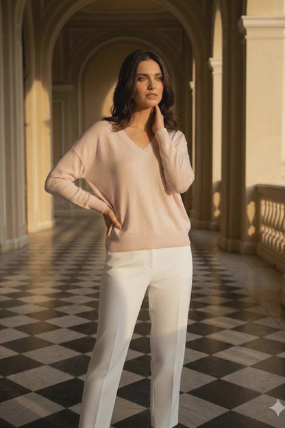 Scollo V lino viscosa