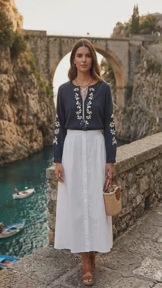 blusa cotone ricamata