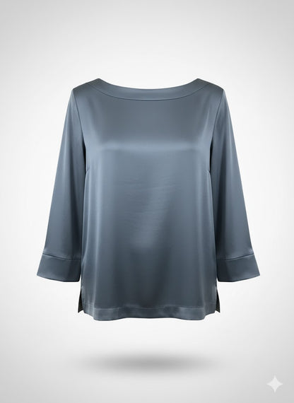 blusa scollo barca seta